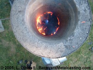 The coal burning in the furnace