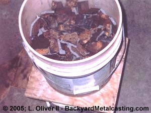 scrap iron in buckets